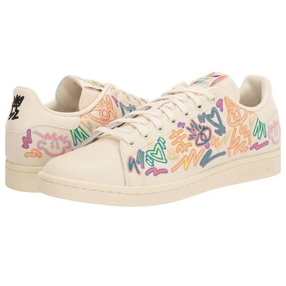 NEW adidas Originals Stan Smith Pride Shoes Men's Size 11.5 Cream White #GX6394 - Picture 2 of 15